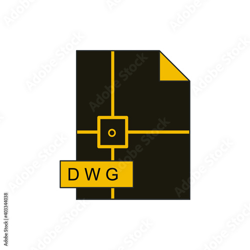 Collection of file formats, DWG. Isolated on an editable blank background and its color can be changed.