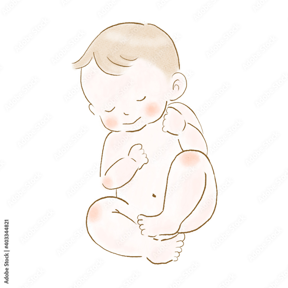 Obraz premium 幸せそうな赤ちゃんのイラスト