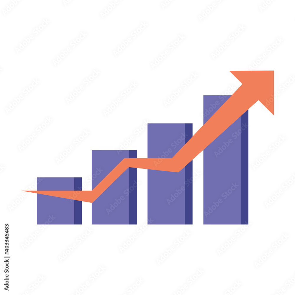 infographic increase arrow on bars chart vector design infographic increase arrow on bars chart vector design