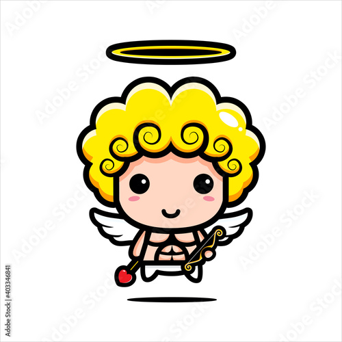 cute cupid character design with muscular body