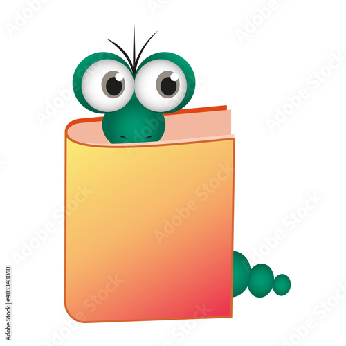 vector illustration of a bookworm. an intelligent and inquisitive worm reads a book. the caterpillar loves books and reading. love of reading.