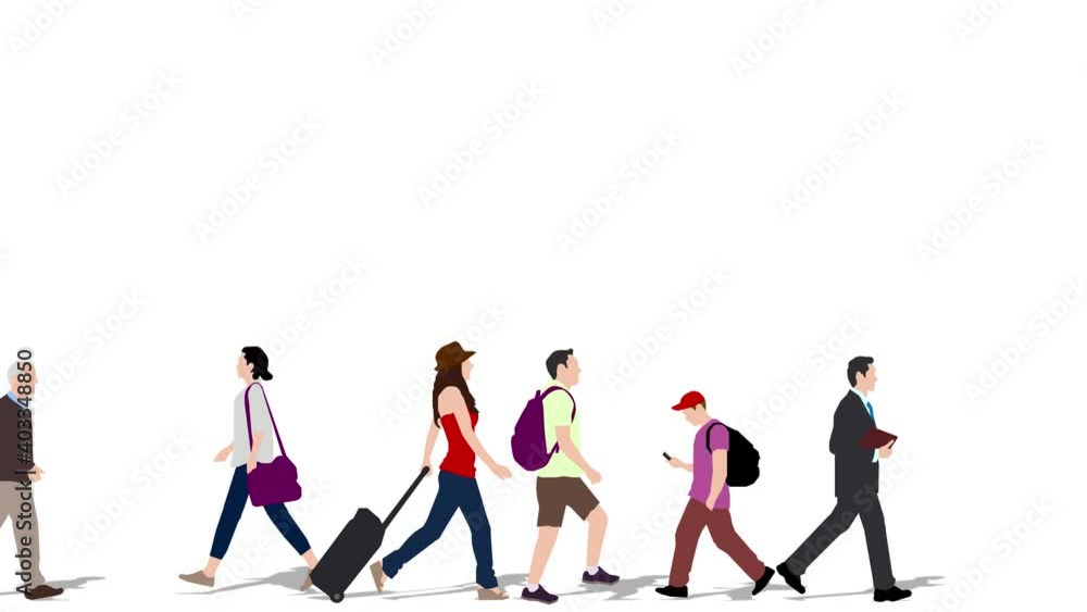 Animation of a large crowd crossing (4K video). Animation of a large crowd crossing (4K video).