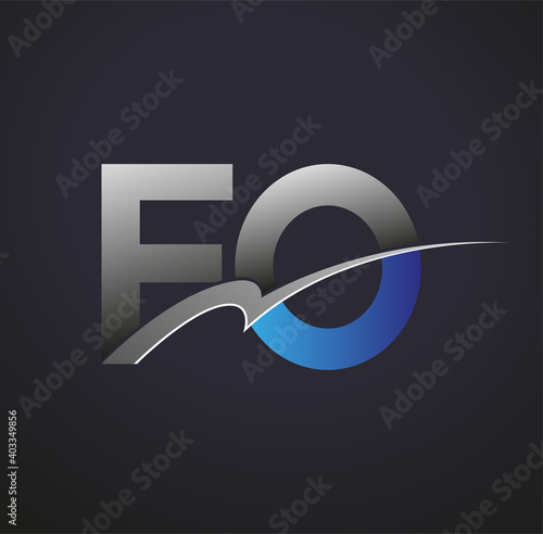 initial letter FO logotype company name colored blue and grey swoosh design. vector logo for business and company identity.
