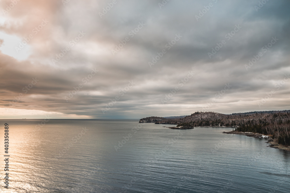 Fototapeta premium Sunset on a lake Superior
