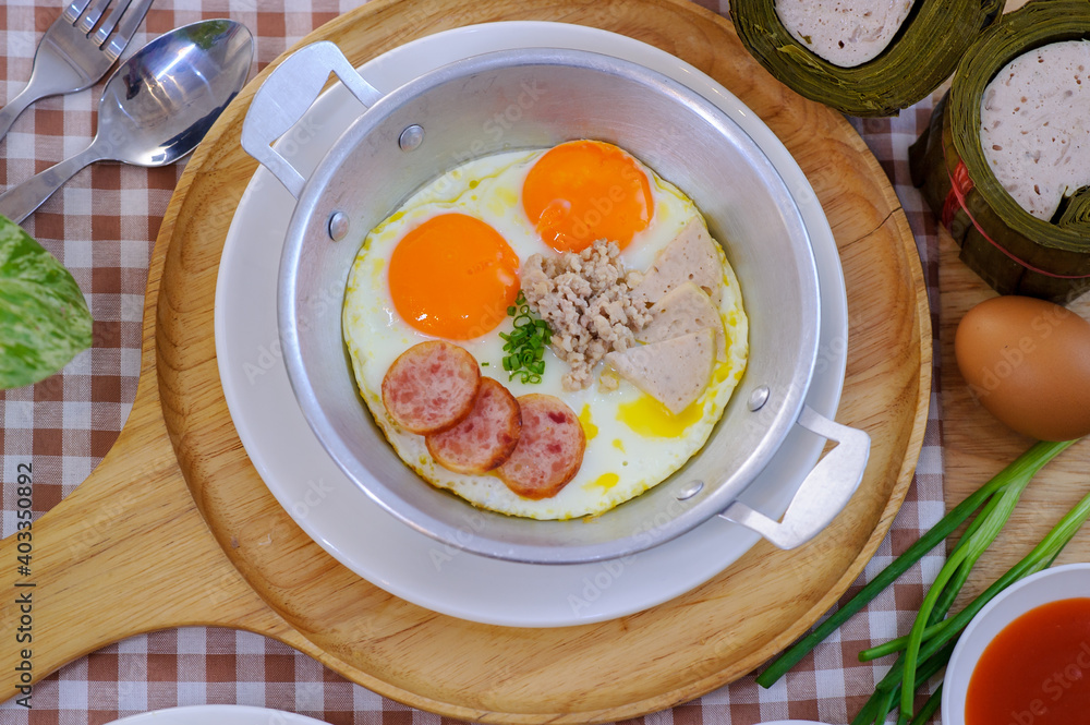 Fried eggs in a pan or pan eggs Fried eggs in a pan or pan eggs
