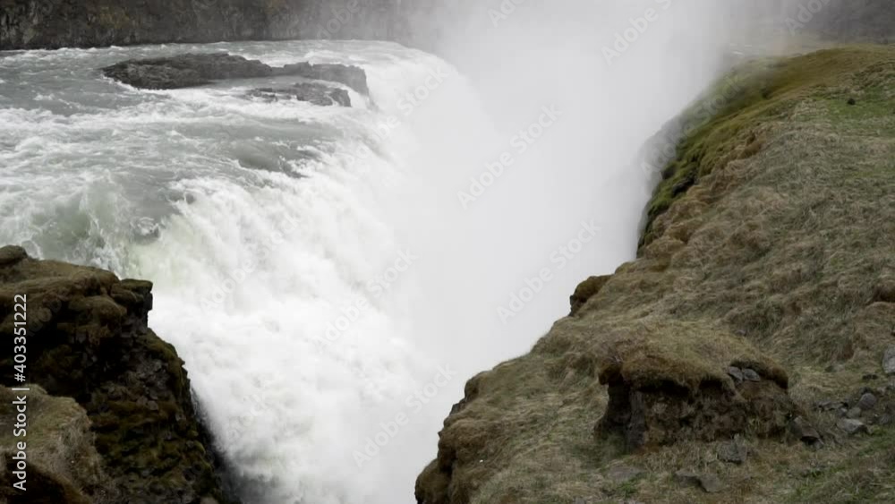 Beautiful Gullfoss Falls Iceland Waterfall slow motion Beautiful Gullfoss Falls Iceland Waterfall slow motion