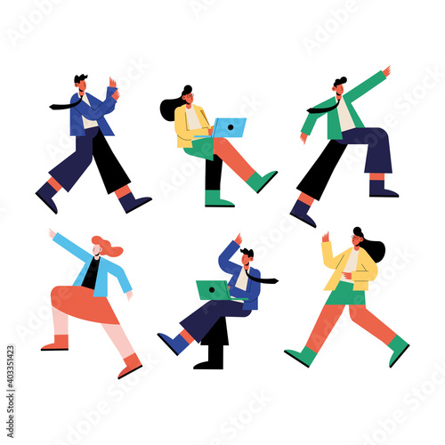 People cartoons with laptops vector design