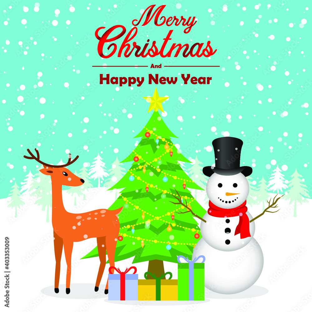 Merry Christmas and Happy New Year Greeting Card Merry Christmas and Happy New Year Greeting Card