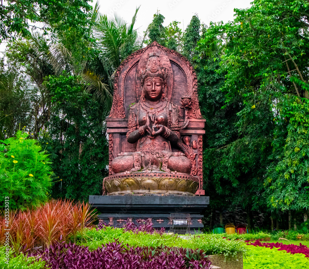 Malang, Indonesia (12-29-2020) - photo of a goddess statue in Kendedes Park in Malang City