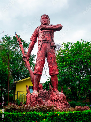 Malang, Indonesia (12-29-2020) - photo of a statue of a warrior in Kendedes Park, Malang City photo