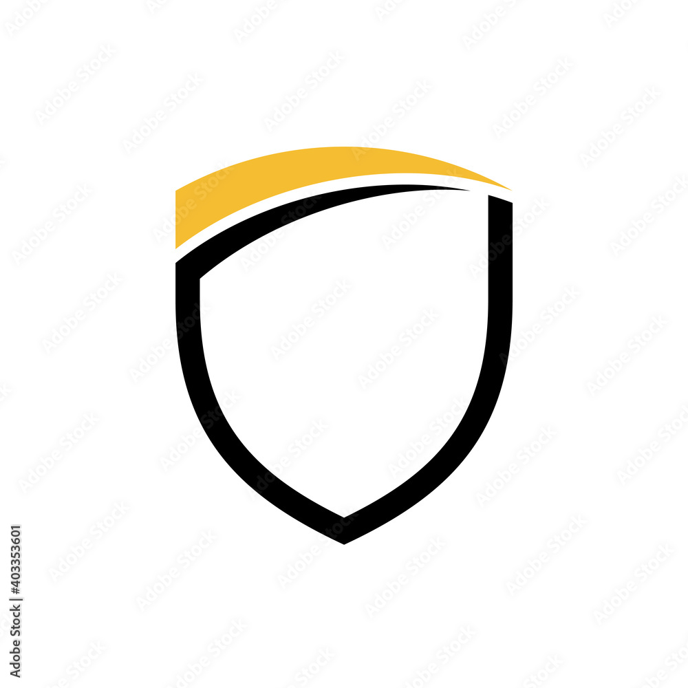 Simple shield flat logo template. Shielding vector icon - obrazy, fototapety, plakaty 