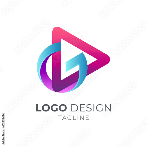 Media play letter G logo with 3d concept Free Download Media play letter G logo with 3d concept - GFXLoad