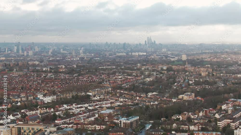 Aerial view of Streatham, London in the United Kingdom on a cloudy day Aerial view of Streatham, London in the United Kingdom on a cloudy day