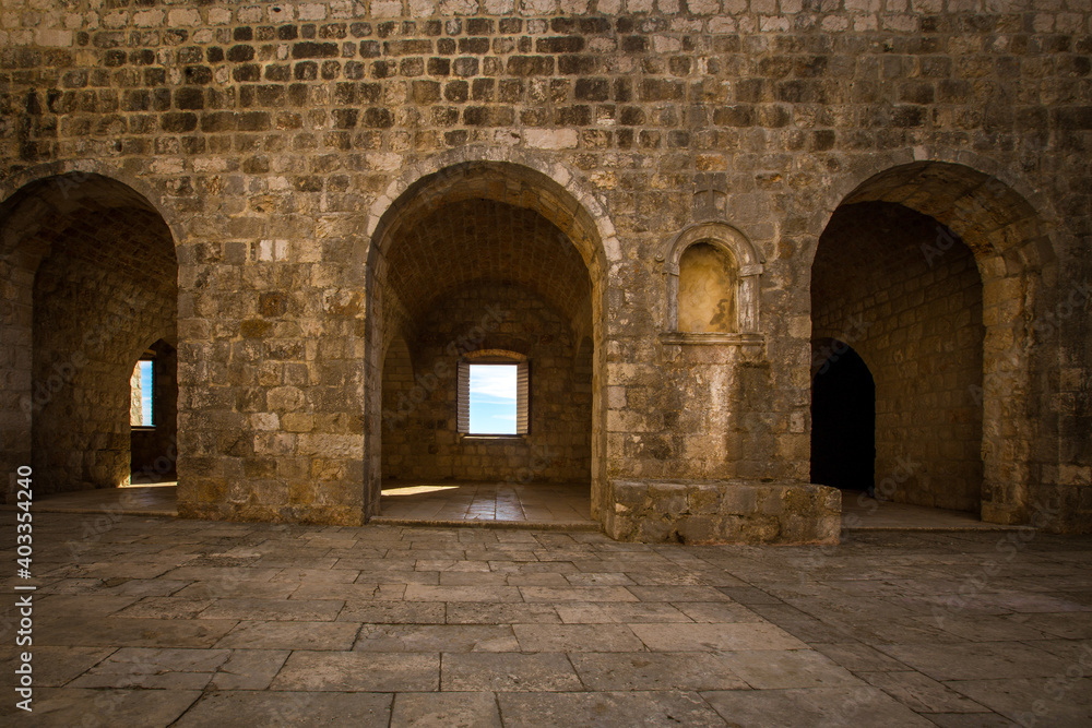 arch inside the fortified city of Dubrovnik  