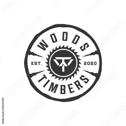 Carpentry logo silhouette vector design woodworking initial WT brand identity, professional carpenter logo design