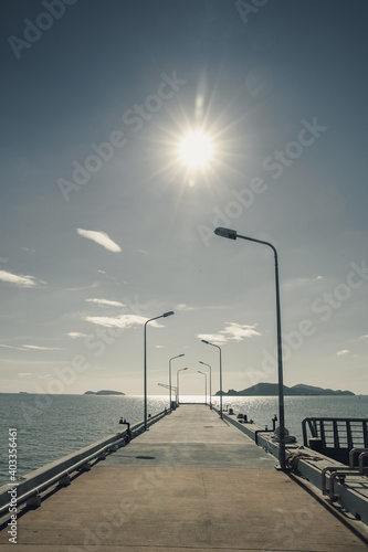 sunny sky over bridge on the horizontal