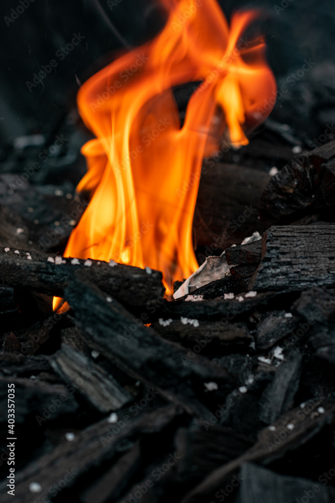 manos encendiendo carbón para un asado , fuego en asador , grill , fuego  foto de Stock | Adobe Stock