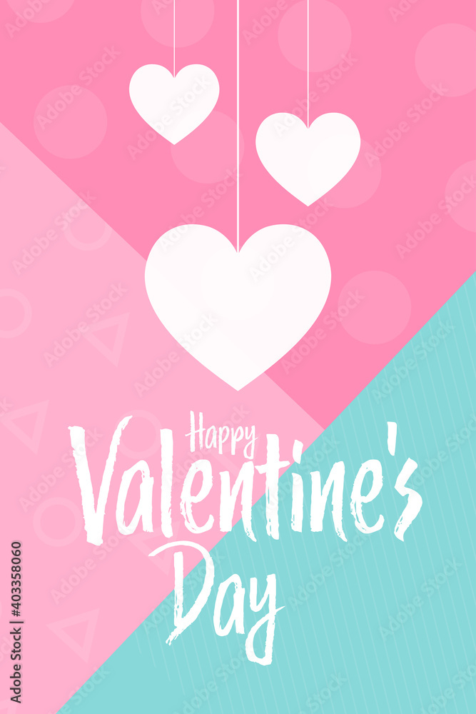 Happy Valentine's Day. Holiday concept. Template for background, banner, card, poster with text inscription. Vector EPS10 illustration.