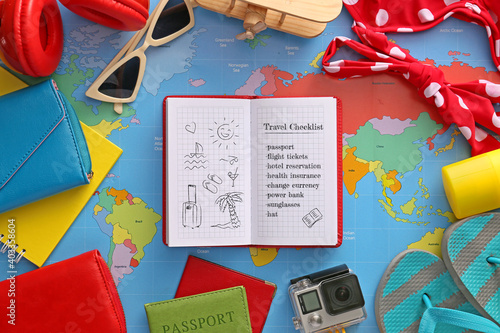 Notebook with check list of...