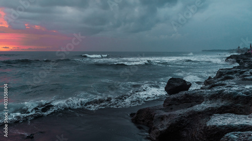Moody dark low light Sunset on Bali Island - Canggu, Indonesia