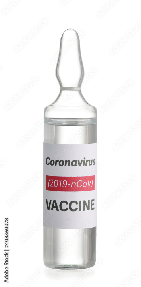 Vaccine for immunization against COVID-19 on white background Vaccine for immunization against COVID-19 on white background