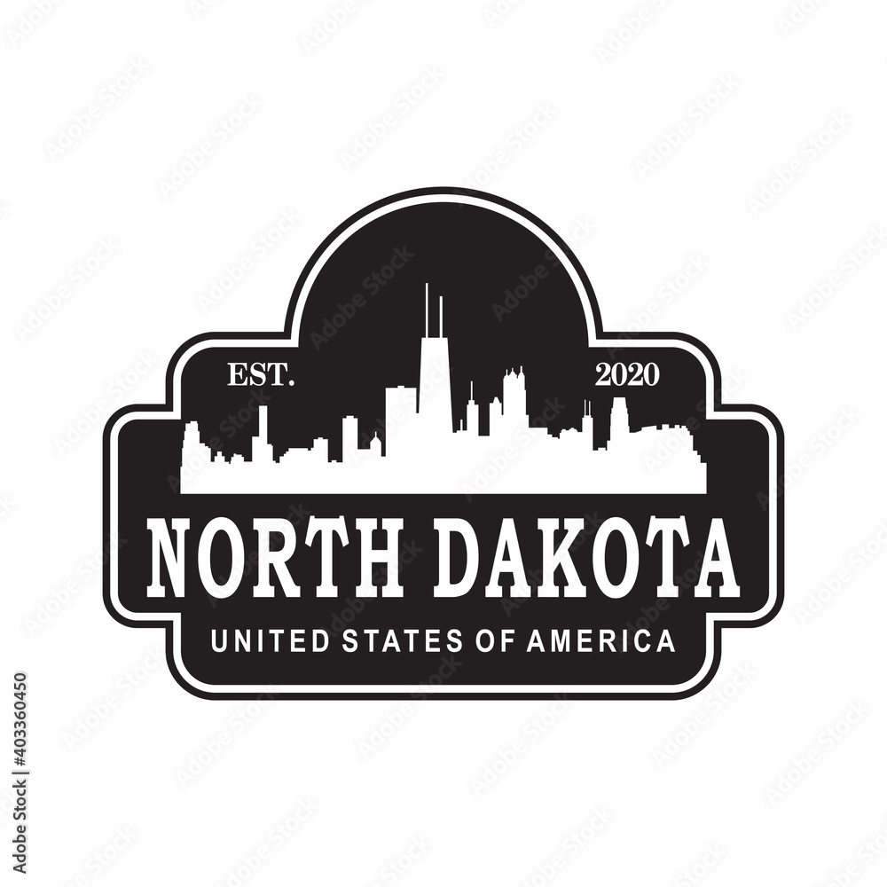 north dakota skyline silhouette vector logo