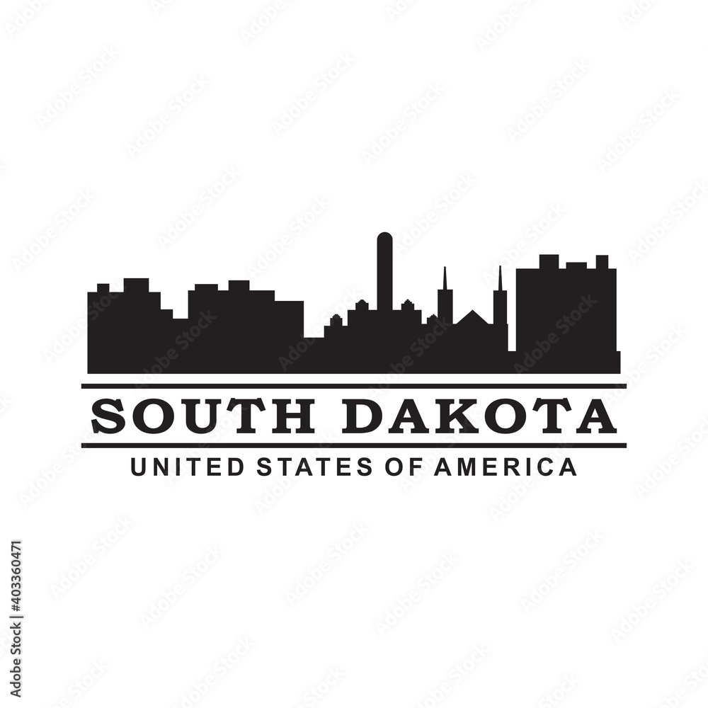 south dakota skyline silhouette vector logo
