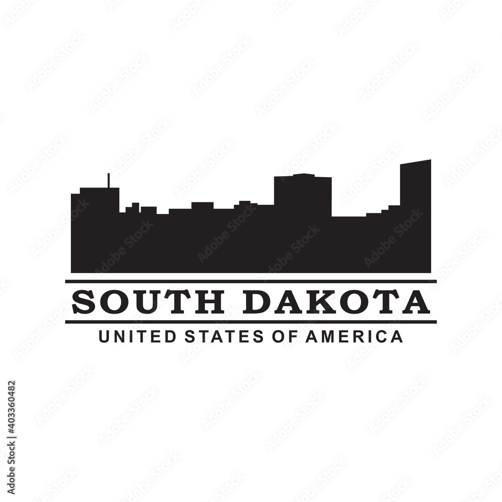 south dakota skyline silhouette vector logo