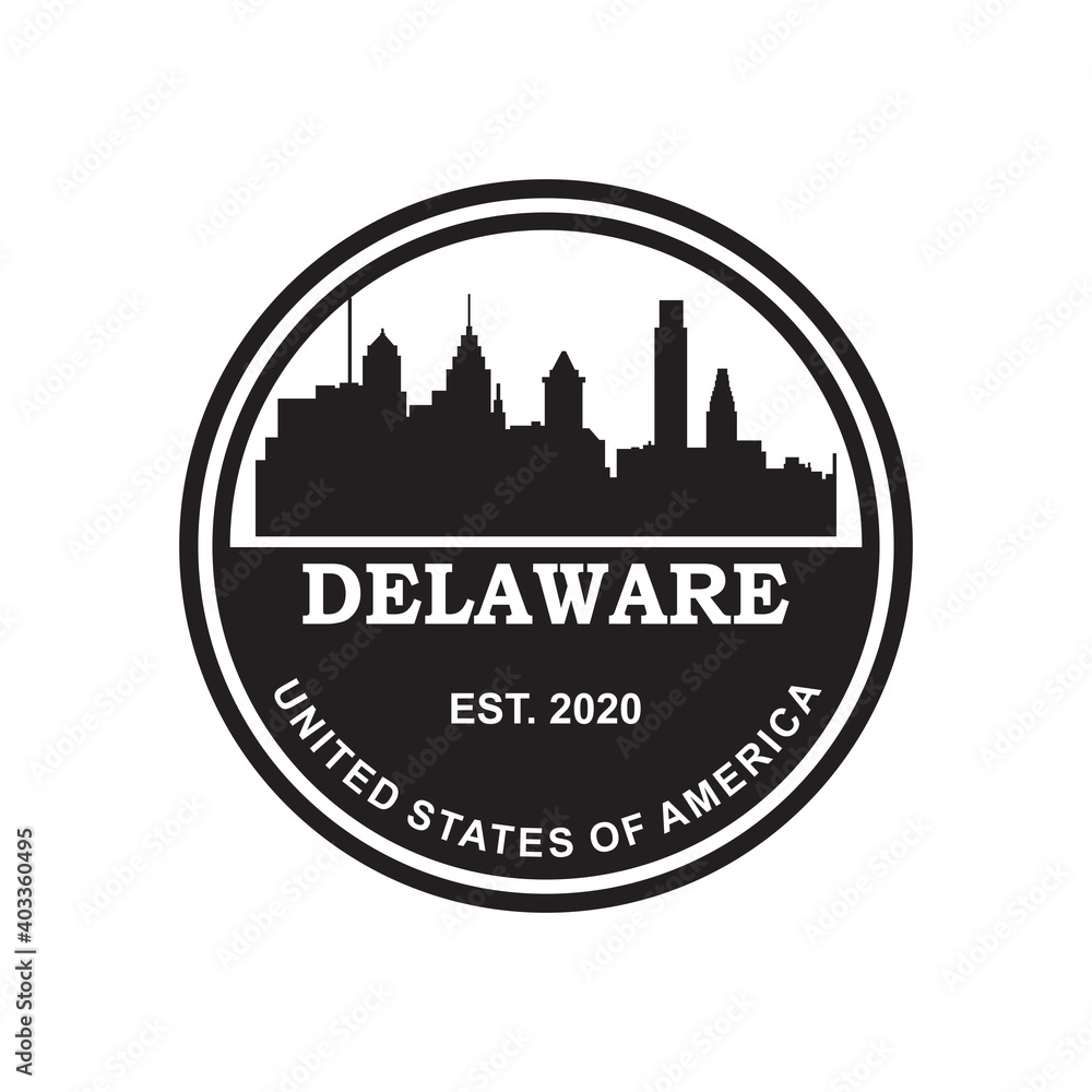 delaware skyline silhouette vector logo
