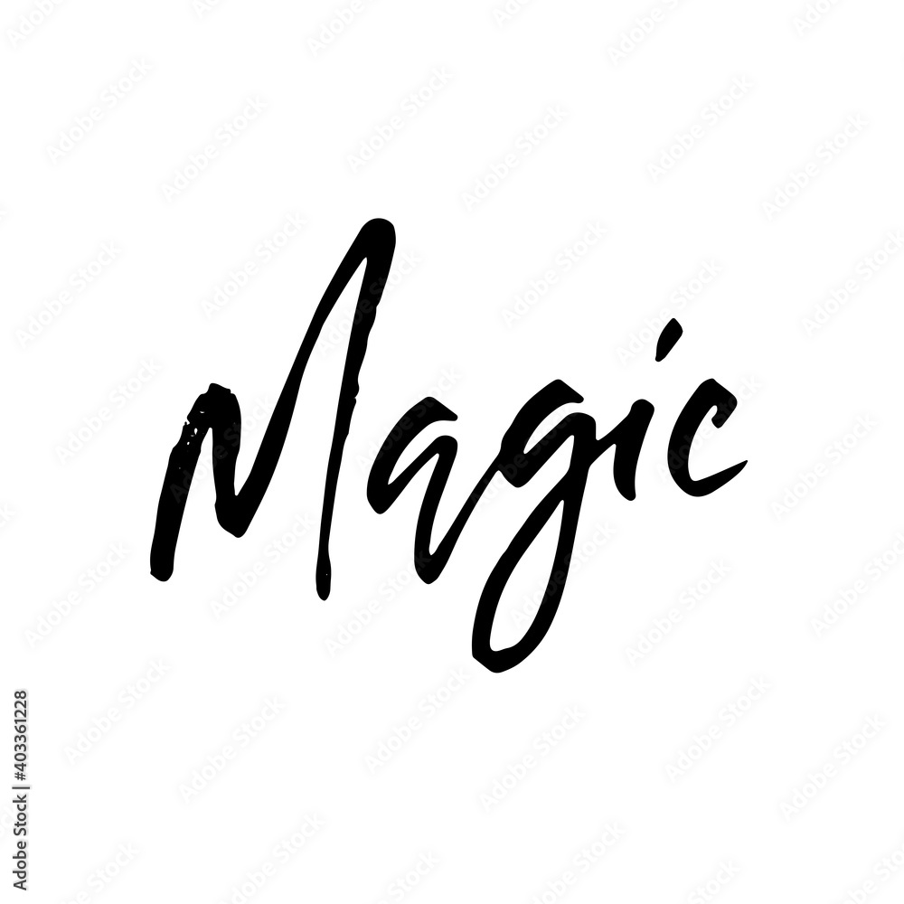 Magic. Modern dry brush handdrawn lettering. Vector illustration. Magic. Modern dry brush handdrawn lettering. Vector illustration.