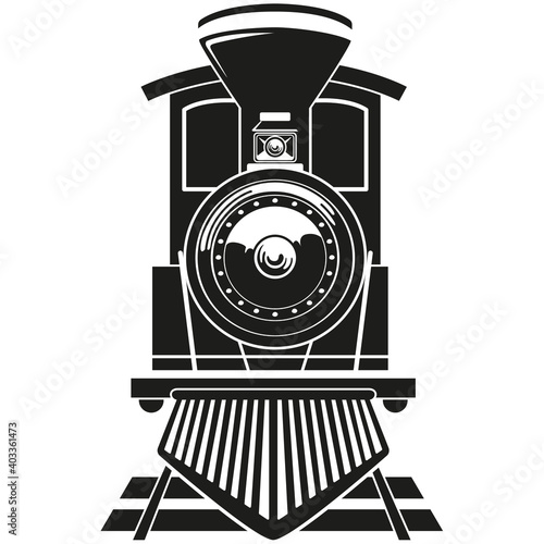 Illustration transport vehicle steam train on rails. Ideal for educational and institutional materials