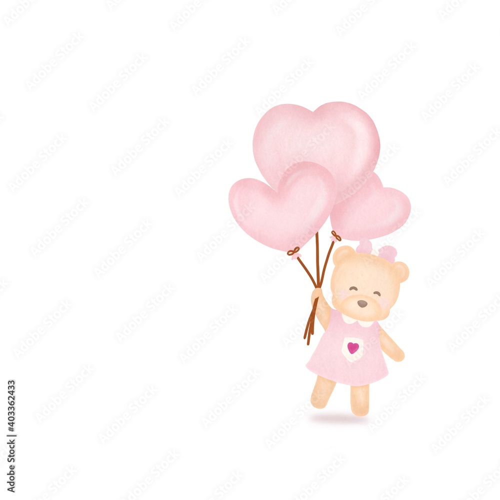 girl bear with pink balloon
