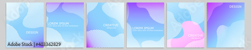 Set of vector cover notebook design. Abstract minimal gradient halftone template design for notebook paper, copybook brochures, book, magazine. Planner and diary cover for print.