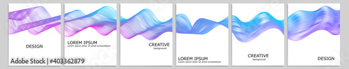 Set of vector cover notebook design. Abstract minimal waves gradient template design for notebook paper, copybook brochures, book, magazine. Planner and diary cover for print.