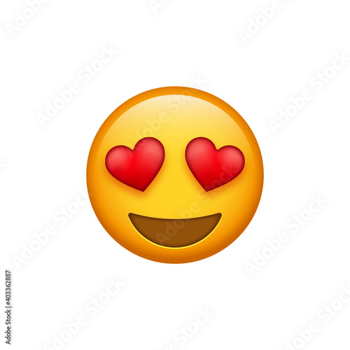 Smiling emoticon Face with Heart Eyes, happy smiley emoji with heart face, feelings emotion