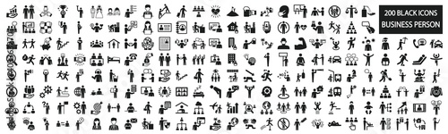 Business person pictogram set for various scenes