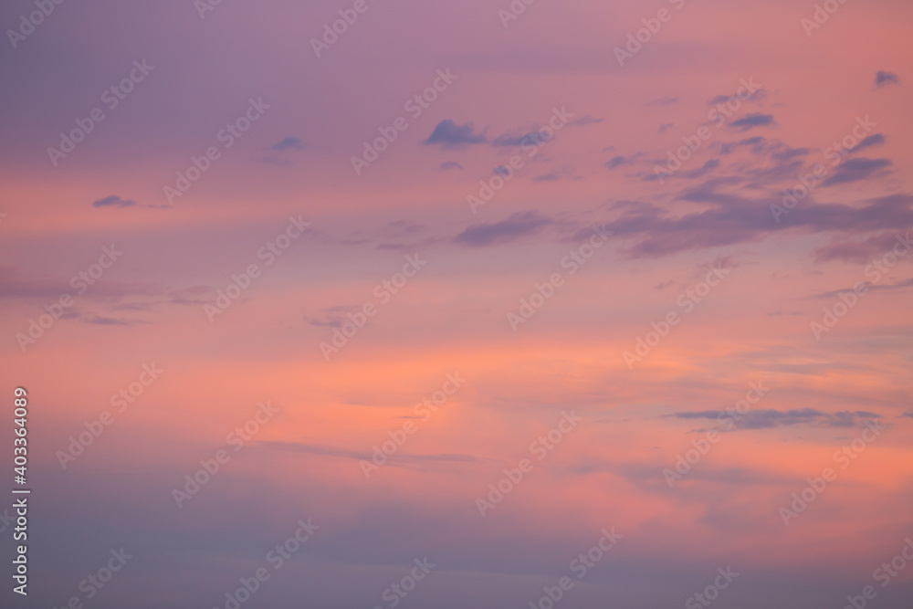 Evening sky with orange clouds. Evening sky at sunset.