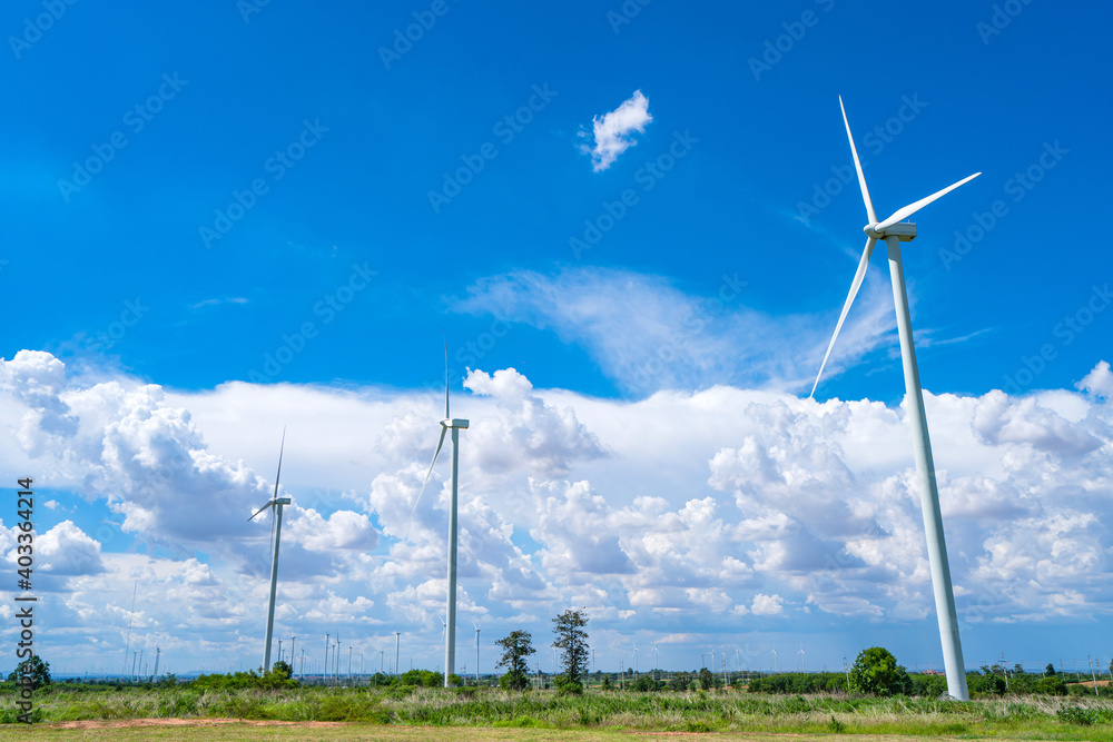Wind turbine renewable energy source summer with blue sky Wind turbine renewable energy source summer with blue sky