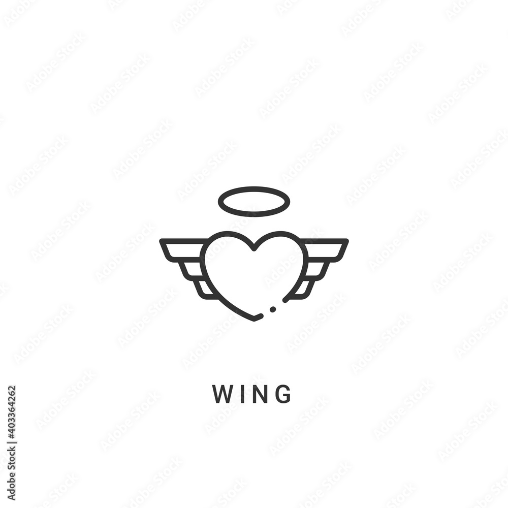 Obraz premium wing love icon vector illustration. wing love icon outline design.