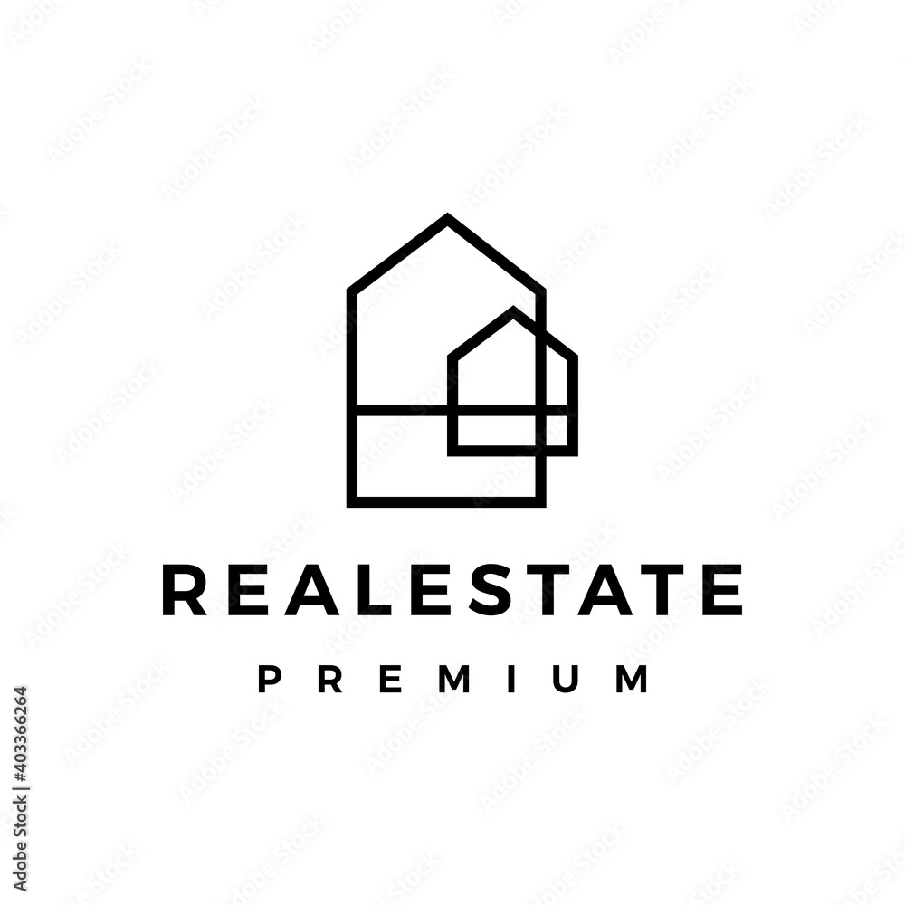 real estate house mortgage outline logo vector icon illustration