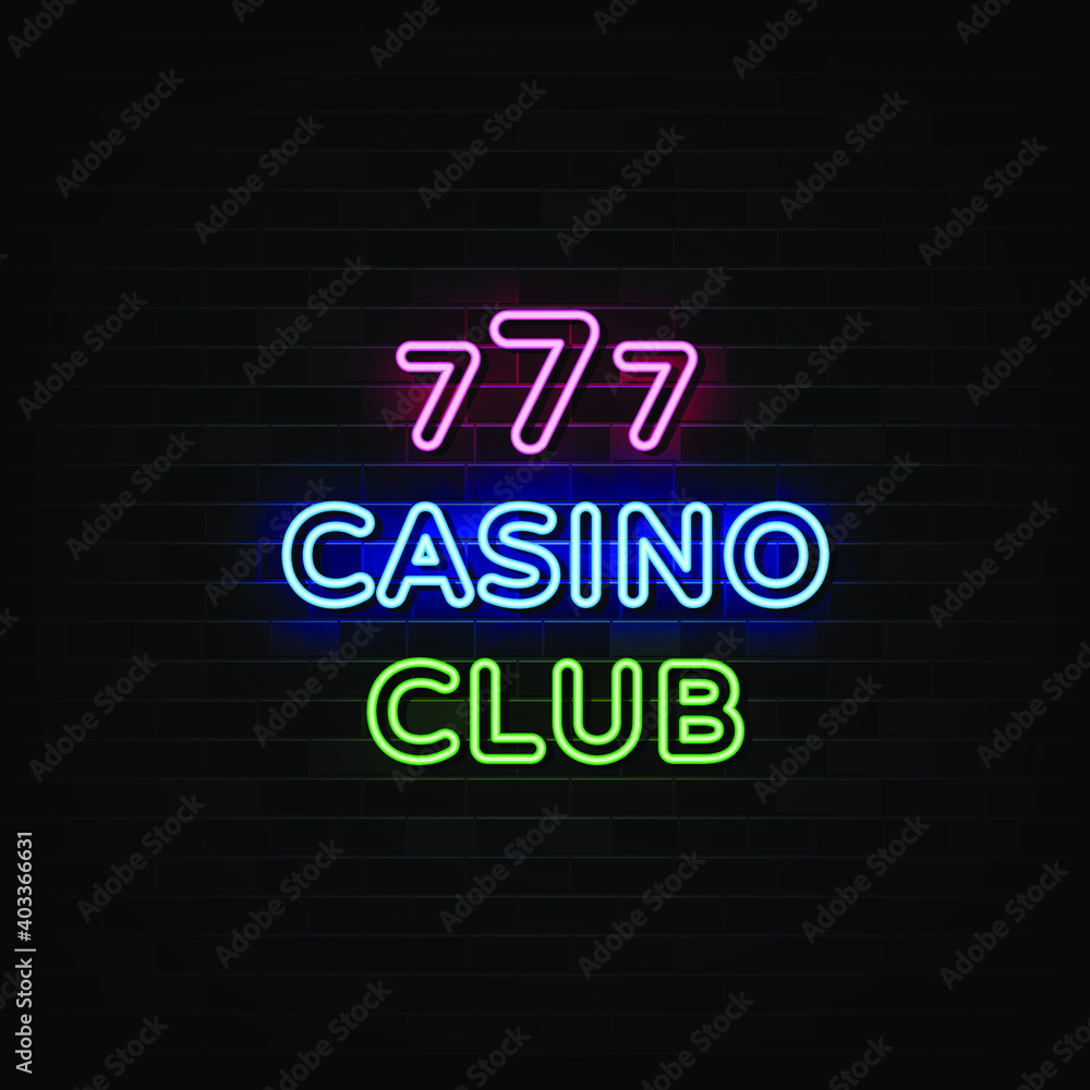 Casino Club Neon Signs Vector. 