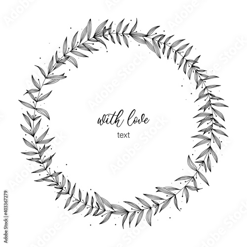 Romantic wreath vector illustration. Wedding design element.