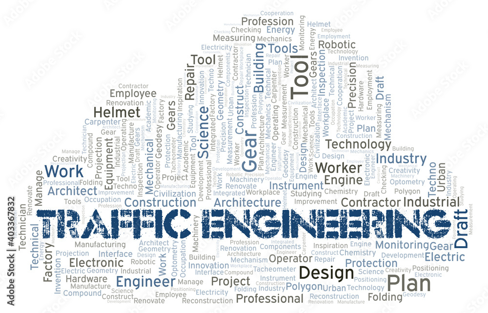 Obraz premium Traffic Engineering typography word cloud create with the text only
