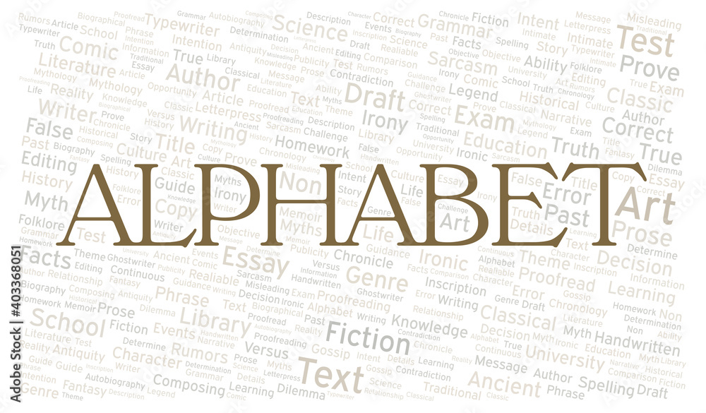 Fototapeta premium Alphabet typography word cloud create with the text only