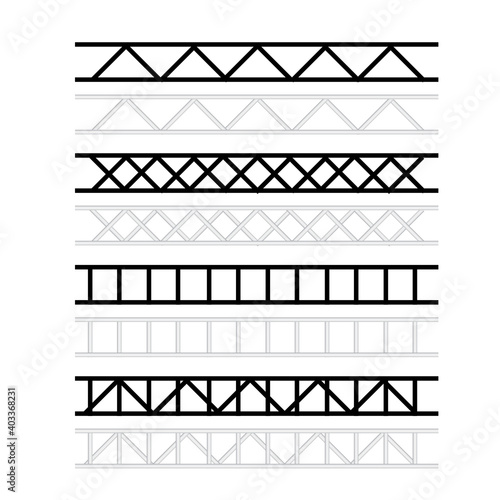 Steel truss construction. Metal framework aluminum construction for billboard vector