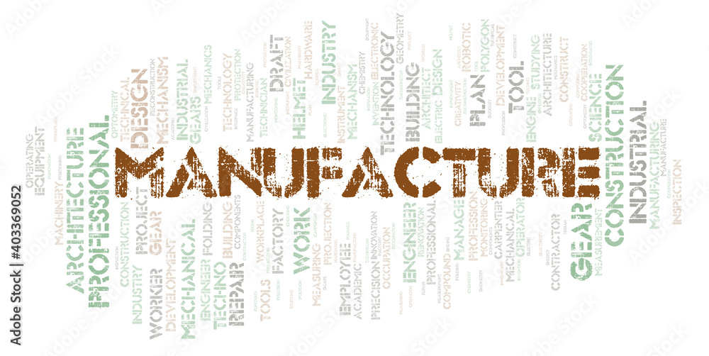 Fototapeta premium Manufacture typography word cloud create with the text only