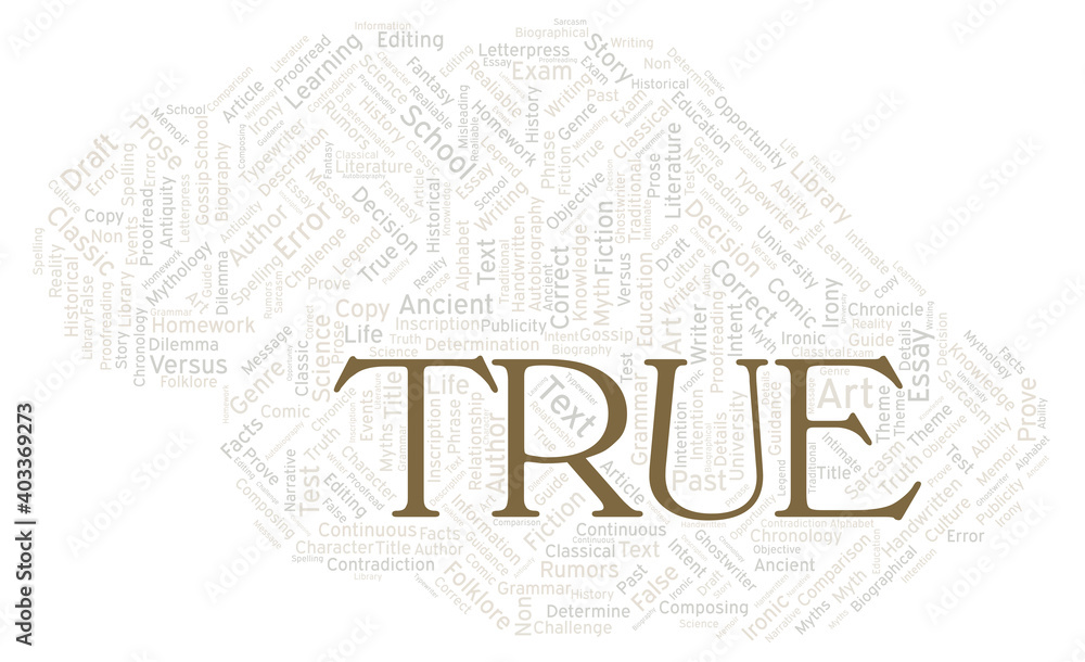 True typography word cloud create with the text only