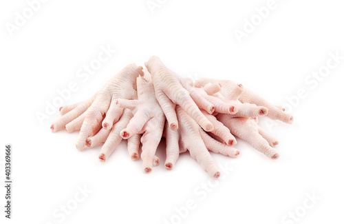 Chicken feet isolated on white background.