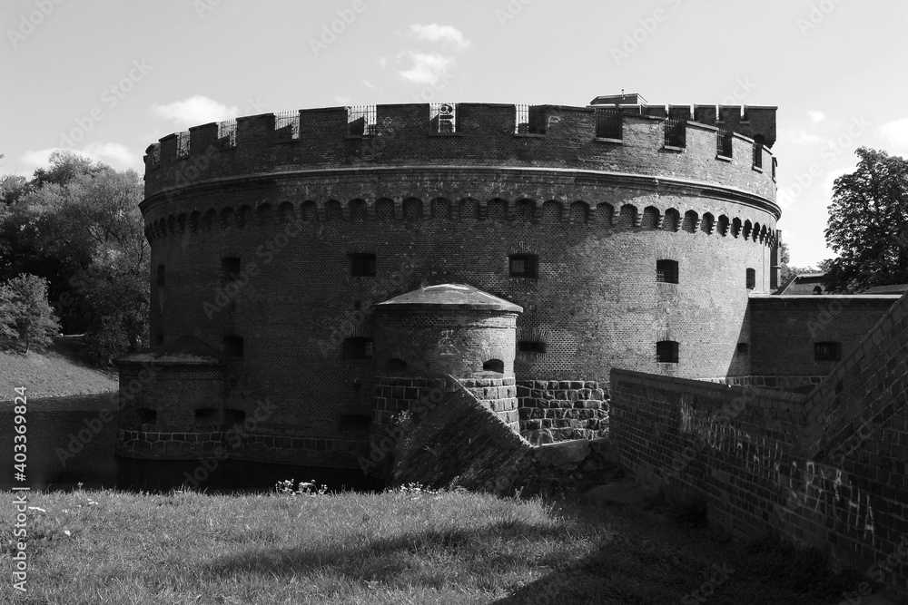 Thick brick walls of an ancient fortress