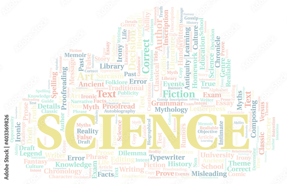 Obraz premium Science typography word cloud create with the text only